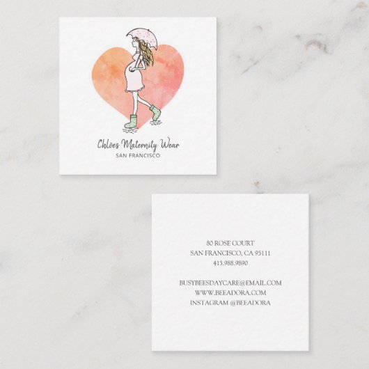かわいい妊婦の妊娠の服 スクエア名刺 (正面/裏面)