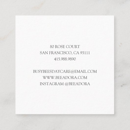 かわいい妊婦の妊娠の服 スクエア名刺 (裏面)