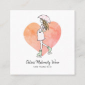 かわいい妊婦の妊娠の服 スクエア名刺 (正面)