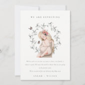 かわいい妊婦の葉のベビー発表 サンキューカード (正面)