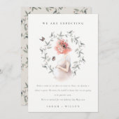 かわいい妊婦の葉のベビー発表 サンキューカード (正面/裏面)