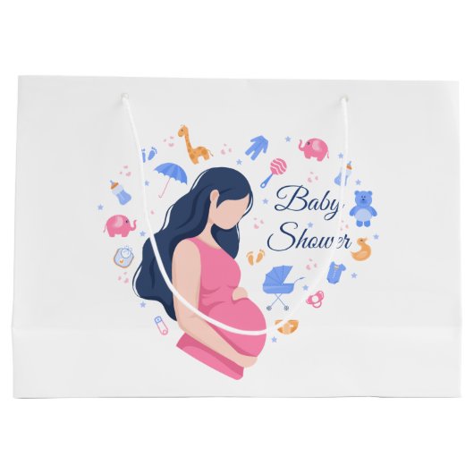かわいい妊婦用ベビーシャワー ラージペーパーバッグ (裏面)