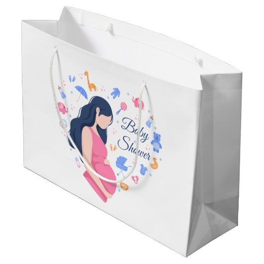 かわいい妊婦用ベビーシャワー ラージペーパーバッグ (裏面アングル)