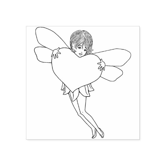 かわいい妖精が大きなハートを持ち ラバースタンプ (インプリント)