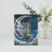 かわいい妖精が月の前を揺れ ポストカード (スタンド正面)