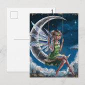 かわいい妖精が月の前を揺れ ポストカード (正面/裏面)