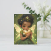 かわいい妖精が金のハートを持ち ポストカード (スタンド正面)