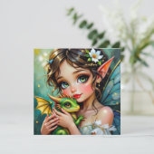 かわいい妖精とドラゴンのテーマの女の子の カード (スタンド正面)