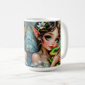 かわいい妖精とドラゴンのテーマの女の子の コーヒーマグカップ (正面右)