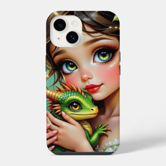 かわいい妖精とドラゴンのテーマの女の子の iPhoneケース (裏面)