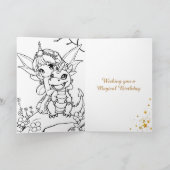 かわいい妖精とドラゴンのテーマの女子の誕生日 カード (内部)
