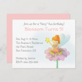 かわいい妖精と少女の誕生日パーティー 招待状 (正面/裏面)