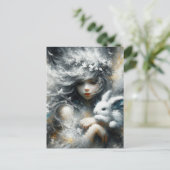 かわいい妖精と彼女のかわいいウサギ ポストカード (スタンド正面)