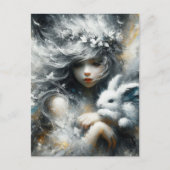かわいい妖精と彼女のかわいいウサギ ポストカード (正面)