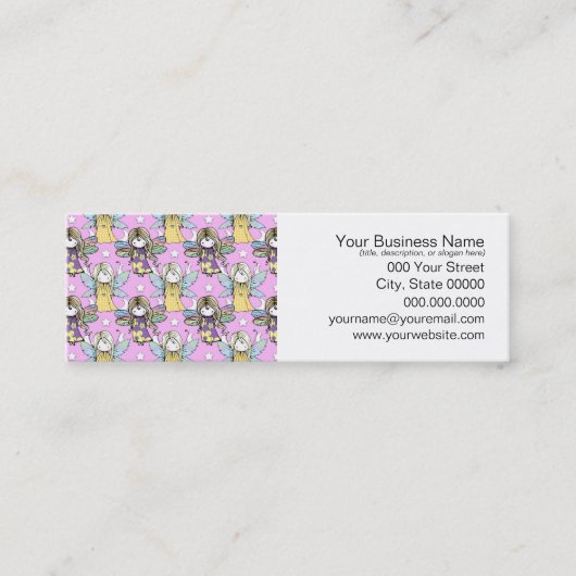 かわいい妖精と星と月のパターン スキニー名刺 (正面)