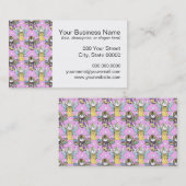 かわいい妖精と星と月のパターン 名刺 (正面/裏面)