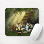 かわいい妖精と白いネズミ マウスパッド (マウス)