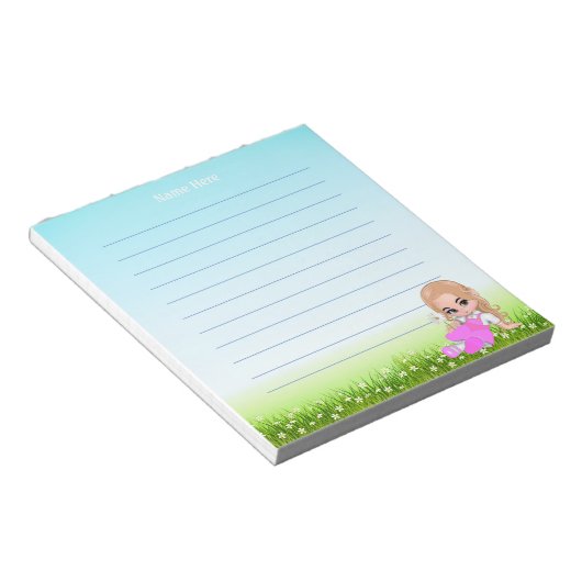 かわいい妖精と花が並ぶ ノートパッド (アングル)