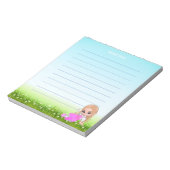 かわいい妖精と花が並ぶ ノートパッド (回転)