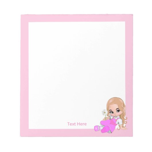 かわいい妖精と花のシンプル ノートパッド (正面)