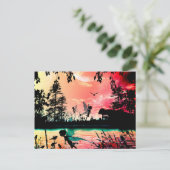 かわいい妖精と鳥 ポストカード (スタンド正面)