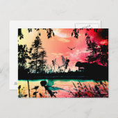 かわいい妖精と鳥 ポストカード (正面/裏面)