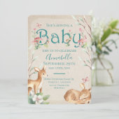 かわいい妖精のガーデンウォーターカラーウッドランドベビー鹿 招待状 (スタンド正面)