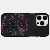 かわいい妖精のキノコと花のブラック&ピンク Case-Mate iPhoneケース (裏面 (横))
