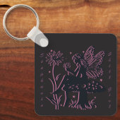 かわいい妖精のキノコと花の冷たい少女 キーホルダー (正面)