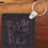 かわいい妖精のキノコと花の冷たい少女 キーホルダー (裏面)