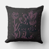 かわいい妖精のキノコと花の冷たい少女 クッション (正面)