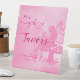 かわいい妖精のキノコと花の赤ちゃんシャワーの好意 台座サイン