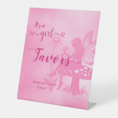 かわいい妖精のキノコと花の赤ちゃんシャワーの好意 台座サイン (正面)