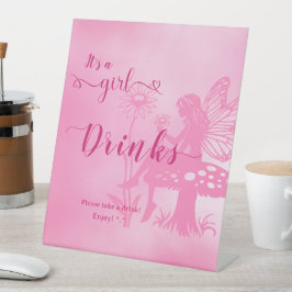 かわいい妖精のキノコと花の赤ちゃんシャワードリンク 台座サイン