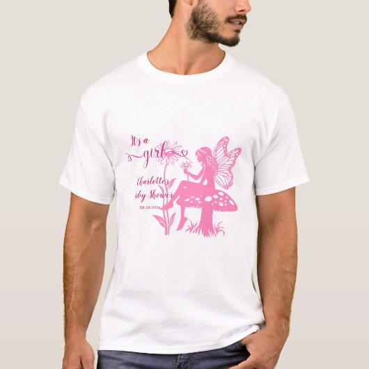 かわいい妖精のキノコと花の赤ちゃんシャワー家族 Tシャツ (正面)