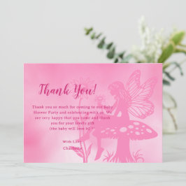 かわいい妖精のキノコと花の赤ちゃんシャワー サンキューカード