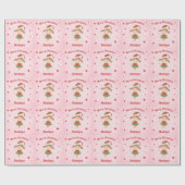 かわいい妖精のクリスマスピンクの雪パーソナライズされた ラッピングペーパー (フラット)