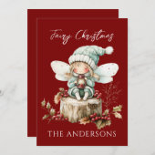 かわいい妖精のクリスマスマジックカード (正面/裏面)