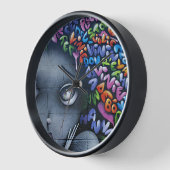 かわいい妖精のグラフィティ 壁時計 (傾斜)