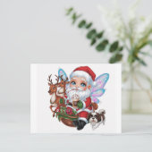 かわいい妖精のサンタクロース輝く。 ポストカード (スタンド正面)