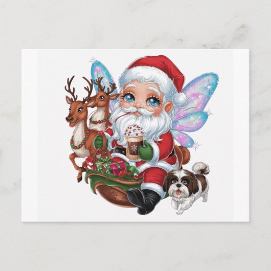 かわいい妖精のサンタクロース輝く。 ポストカード (正面)