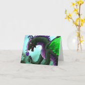 かわいい妖精のドラゴン折り返しグリーティングカード カード (黄色い花)