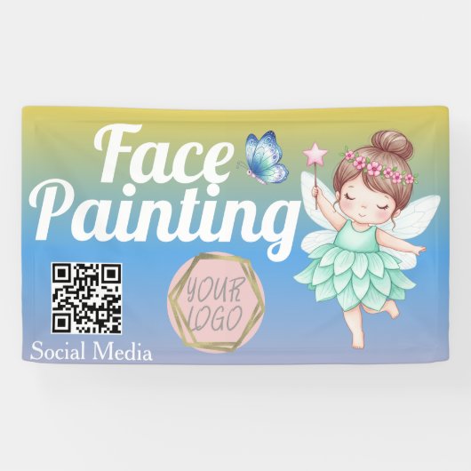 かわいい妖精のフェイスペイントアーティスト バナー 横断幕 (横)
