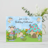 かわいい妖精のプリンセスとカエルの誕生日パーティー 招待状 (スタンド正面)