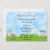 かわいい妖精のプリンセスとカエルの誕生日パーティー 招待状 (裏面)