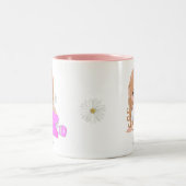 かわいい妖精のプリンセスとデイジーの花 ツートーンマグカップ (中央)