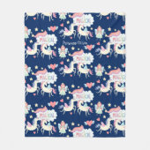 かわいい妖精のプリンセスと一角獣の子どもたち フリースブランケット (正面)