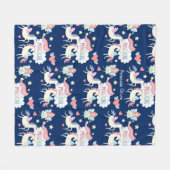 かわいい妖精のプリンセスと一角獣の子どもたち フリースブランケット (正面(横))