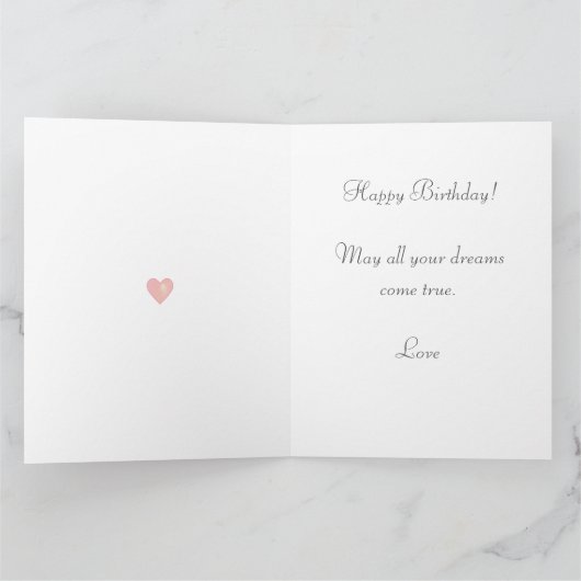 かわいい妖精の女の子と花のライトブルーの誕生日 カード (内部)