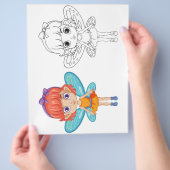 かわいい妖精の女の子のカラーリングページ チラシ (手)